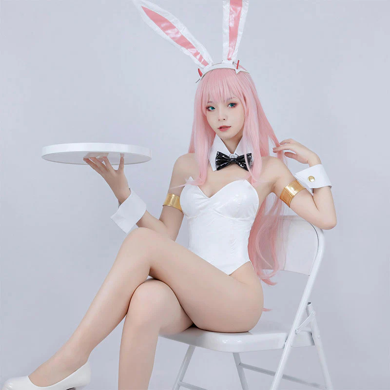 Anime DARLING in the FRANXX 02 Zero Two Bunny Girl White Cosplay Costumes