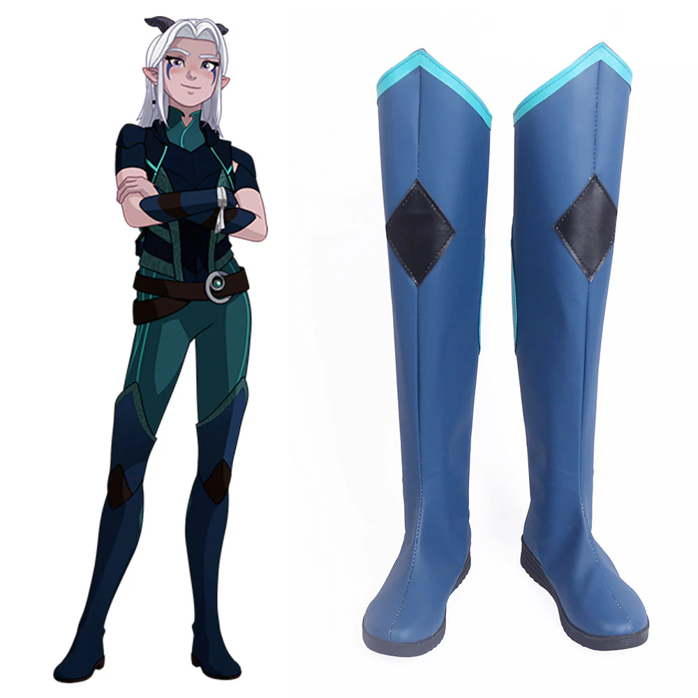 The Dragon Prince Rayla Blue Green Shoes Cosplay Boots