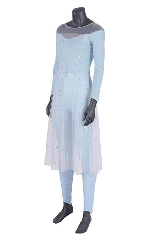 Frozen 2 Elsa Blue Dress Suit Halloween Cosplay Costume Full Set
