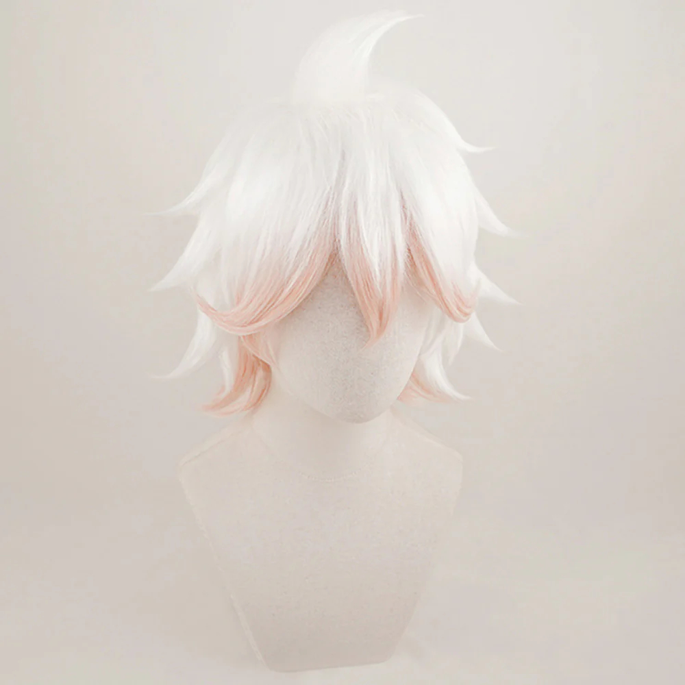 Super Danganronpa 2 Komaeda Nagito White Pink Cosplay Wig