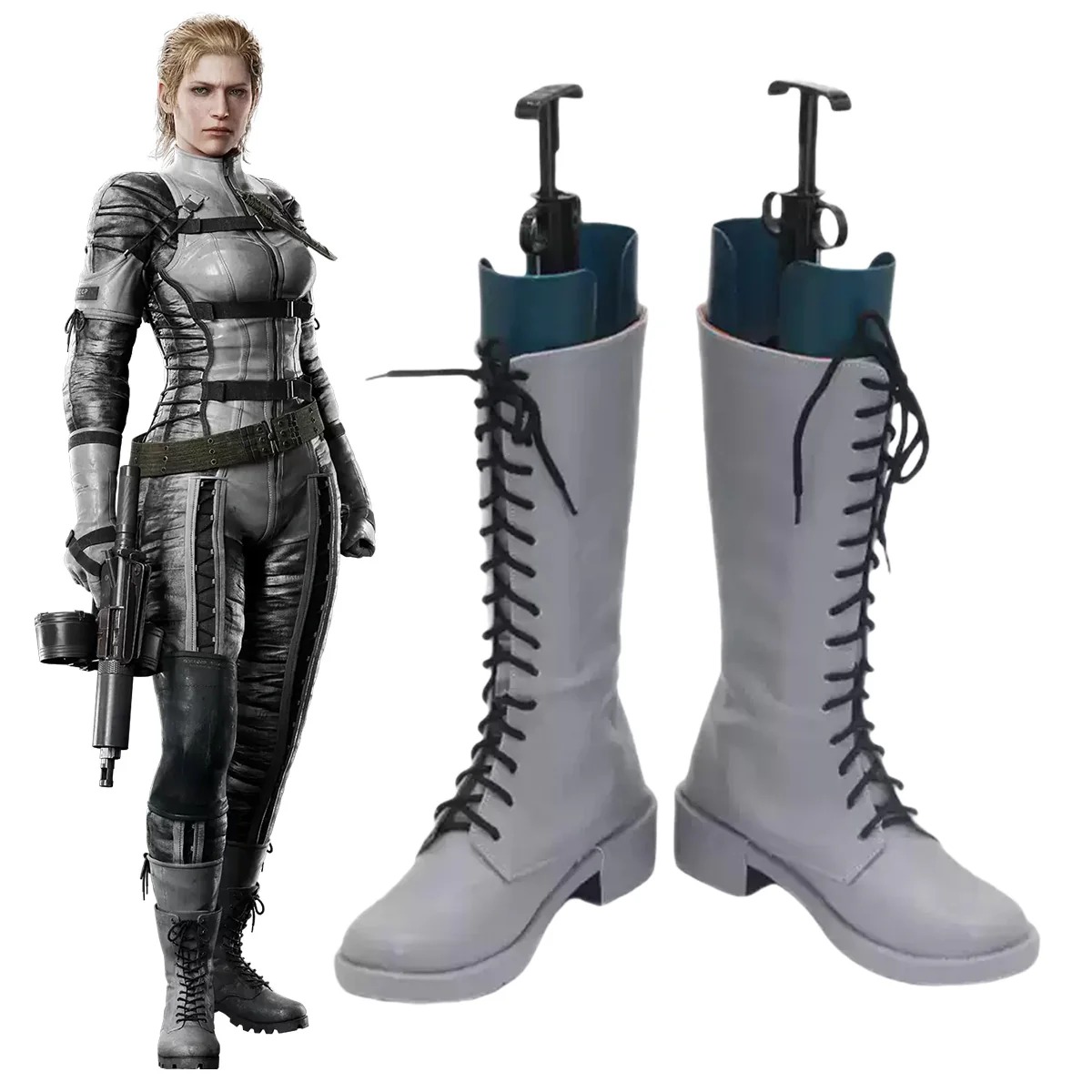 Metal Gear Solid Delta: Snake Eater MGS3 The Boss Silver Cosplay Shoes