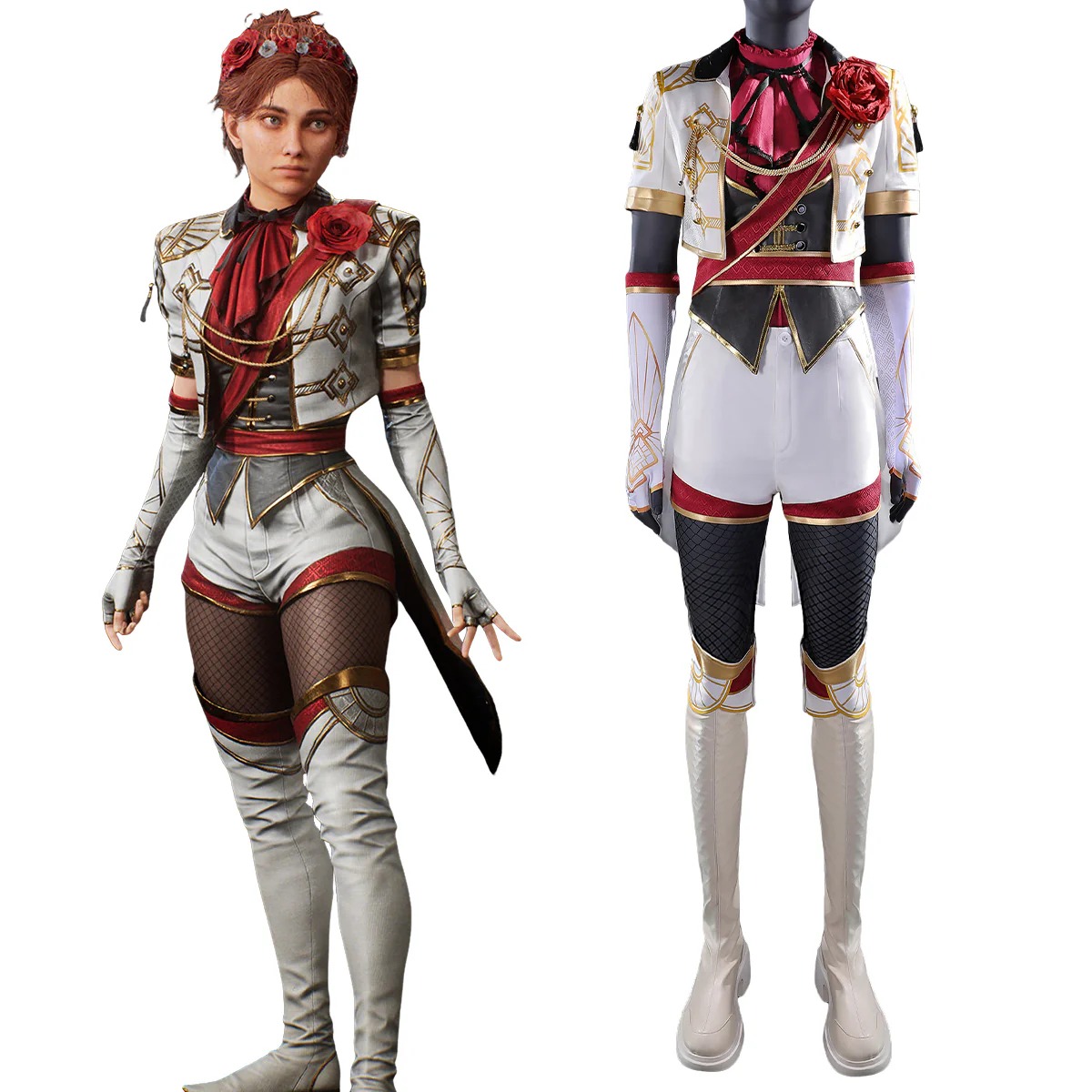 Clair Obscur: Expedition 33 Maelle White Flowers Suit Outfit Cosplay Costume-No Boots