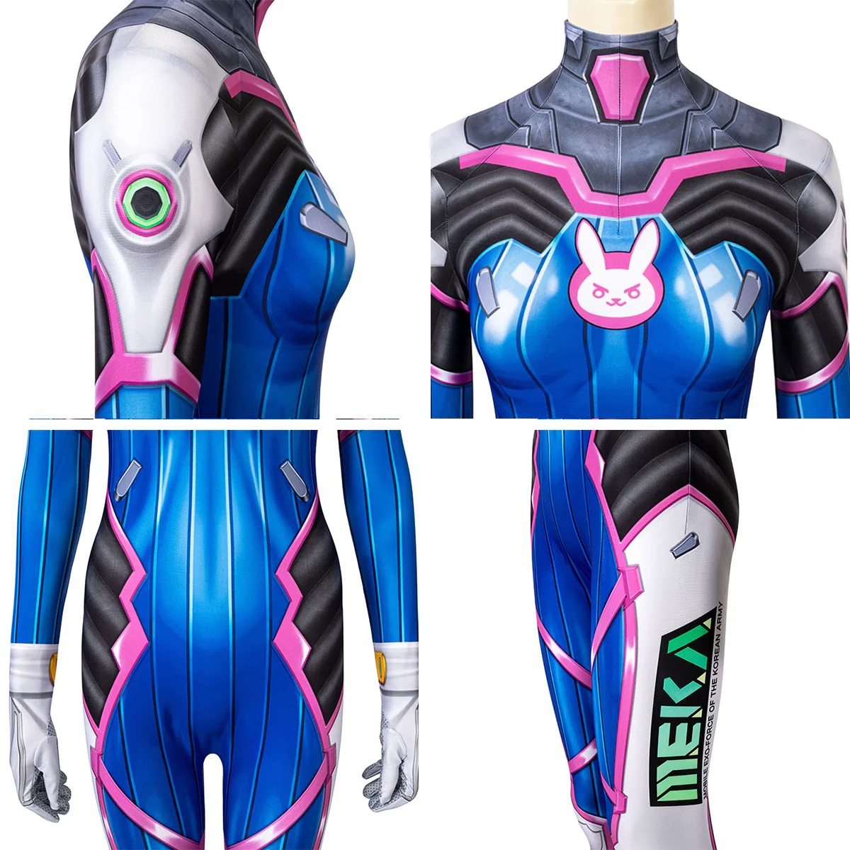 Overwatch OW D.Va DVa Hana Song Zentai Jumpsuit Cosplay Costume