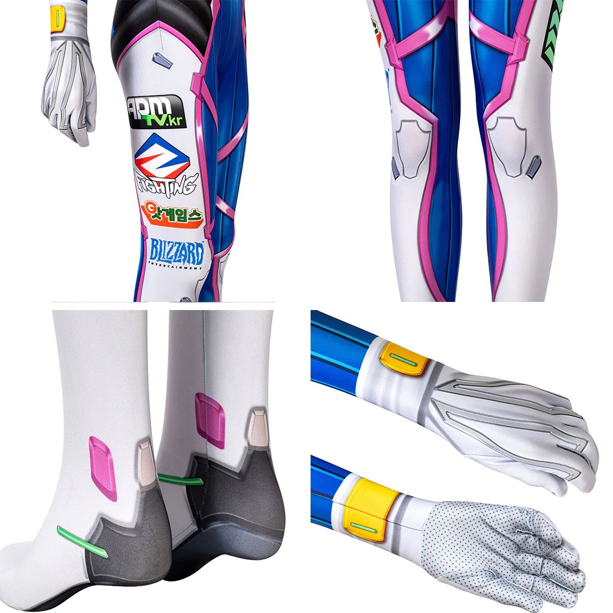 Overwatch OW D.Va DVa Hana Song Zentai Jumpsuit Cosplay Costume