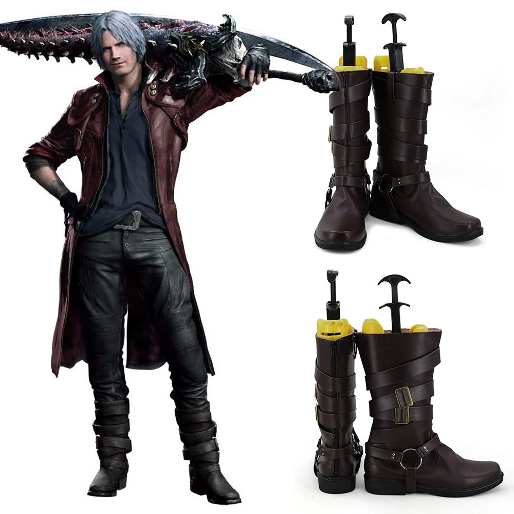 Devil May Cry 5 Dante Brown Shoes Cosplay Boots