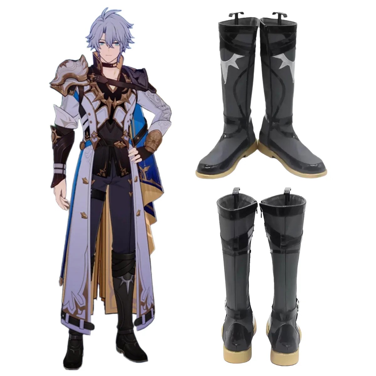 Honkai: Star Rail The Chrysos Heirs Phainon Black Shoes Cosplay Boots