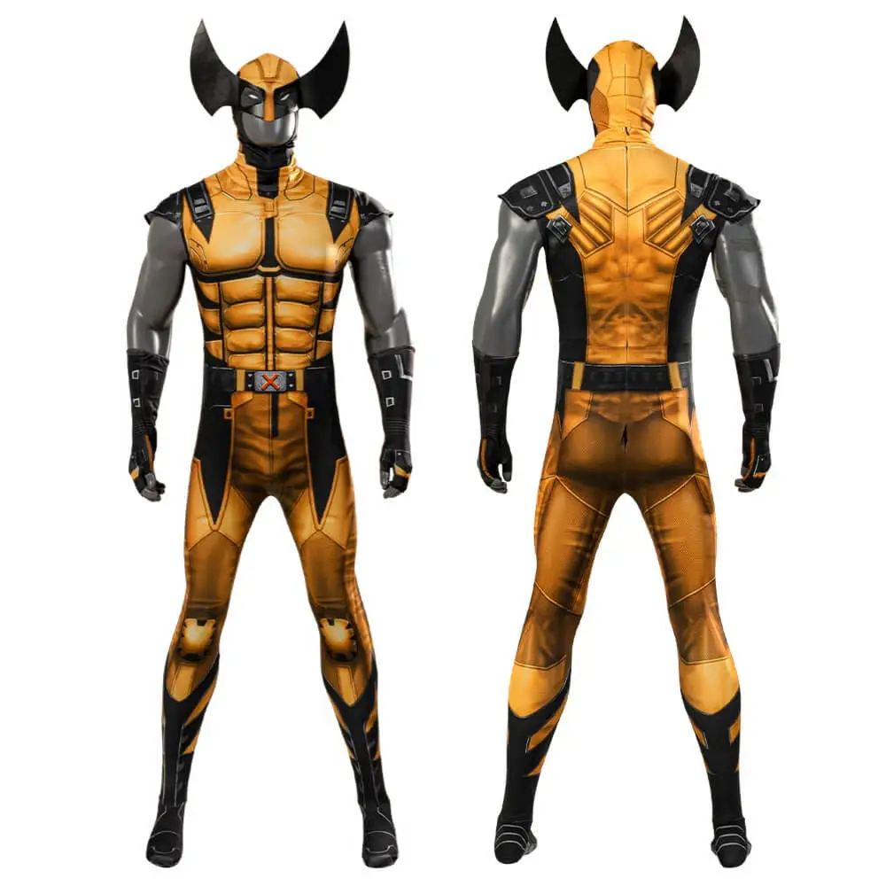 Revolution Wolf Comic Superhero Cosplay Costume Gold Battle Suit Halloween Gifts Printing Zentai Jumpsuit Costume Bodysuit—Marvel Movies
