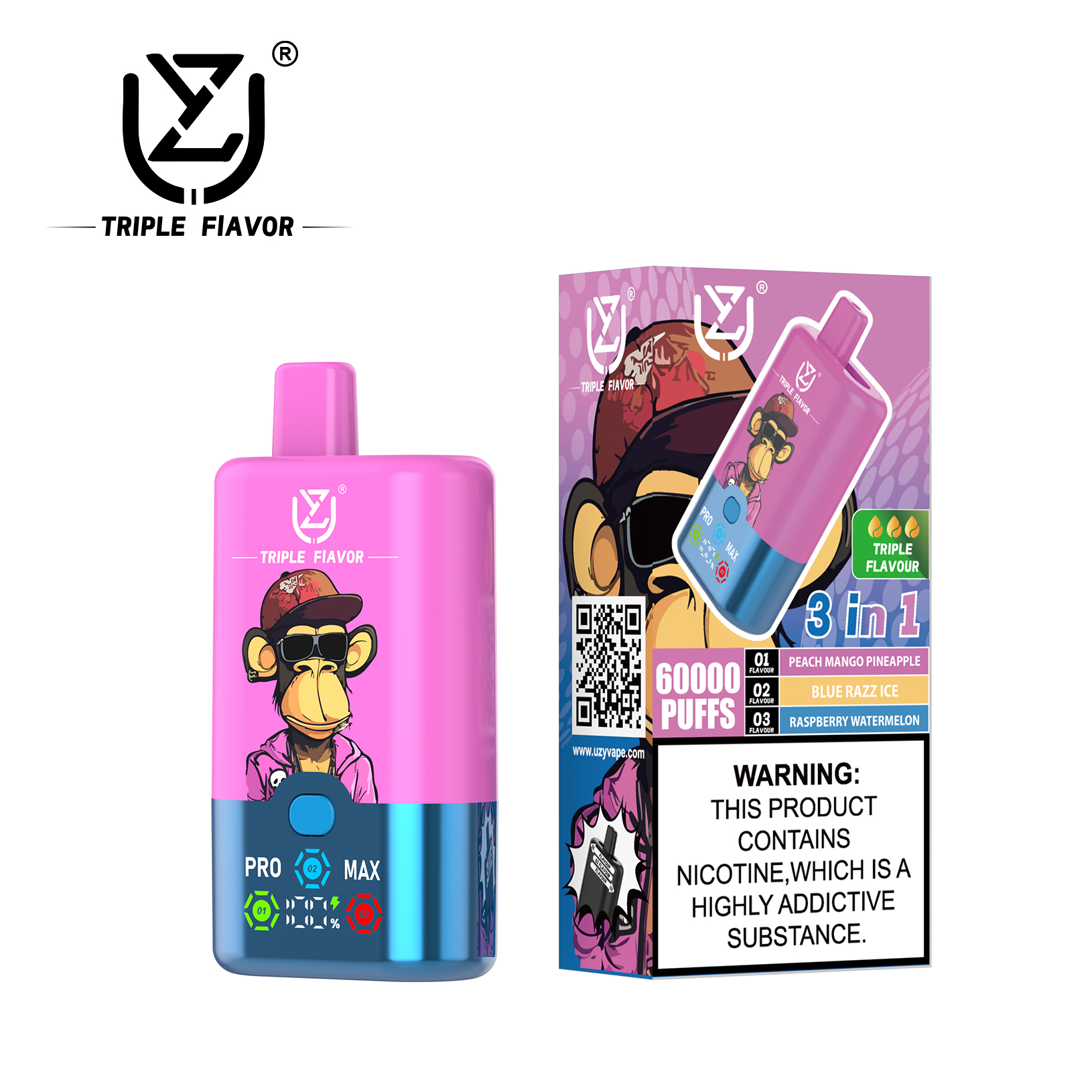 UZY Triple Flavor 60000 60K Kit 54ml 3 in 1