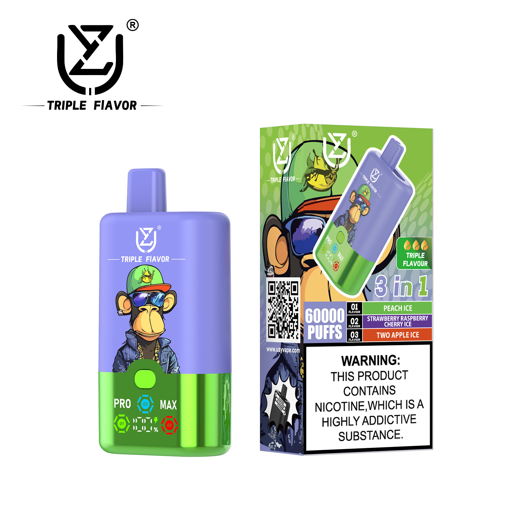 [Europe-DE01] UZY Triple Flavor 60000  60K Kit 54ml 3 in 1