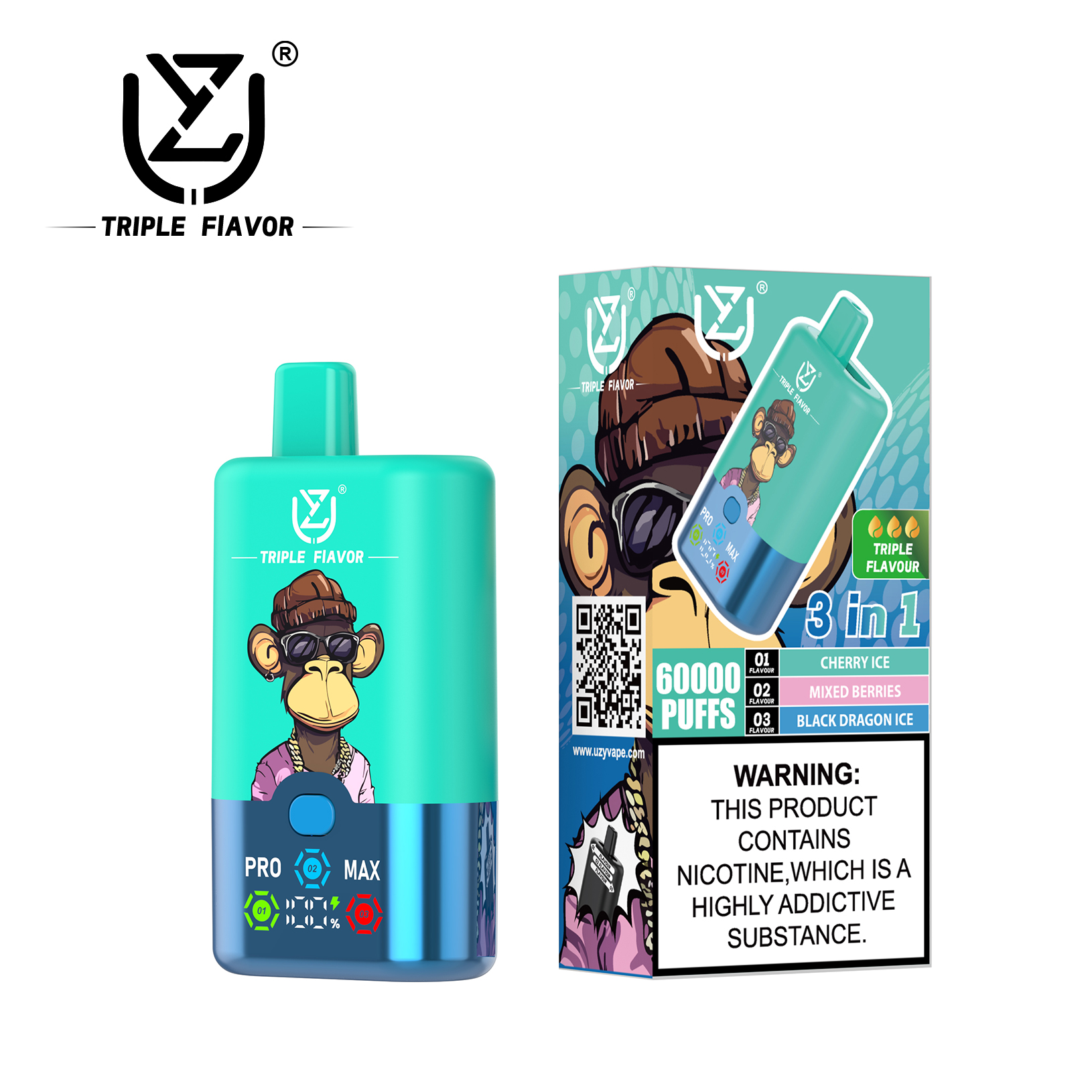 UZY Triple Flavor 60000 60K Kit 54ml 3 in 1
