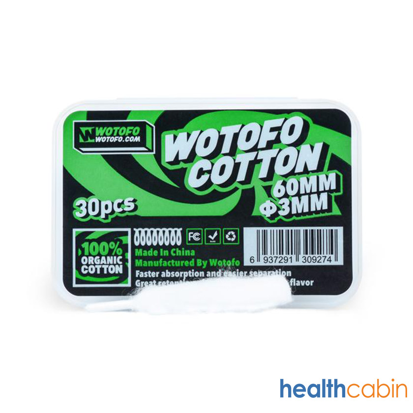 [Global-CN02] 30pcs Wotofo Agleted Organic Cotton (3mm)Upgraded version-CigBest