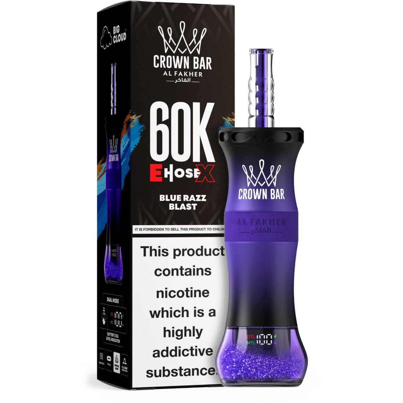 [Europe-DE01] Al Fakher Crown Bar Shisha Hookah E-Hose X 60K Kit 50ml