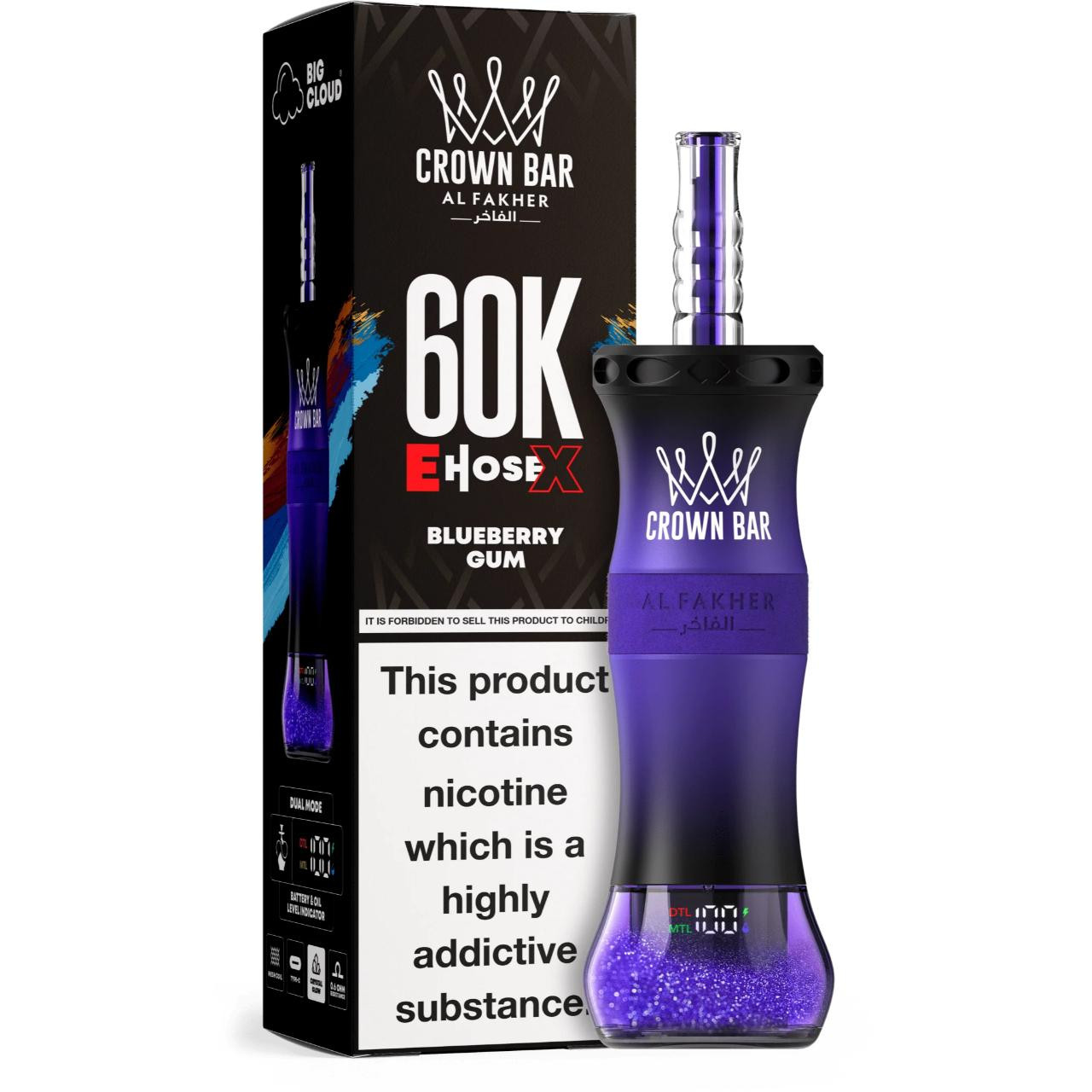 [Europe-DE01] Al Fakher Crown Bar Shisha Hookah E-Hose X 60K Kit 50ml