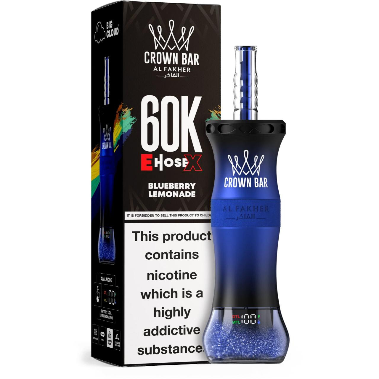 [Europe-DE01] Al Fakher Crown Bar Shisha Hookah E-Hose X 60K Kit 50ml