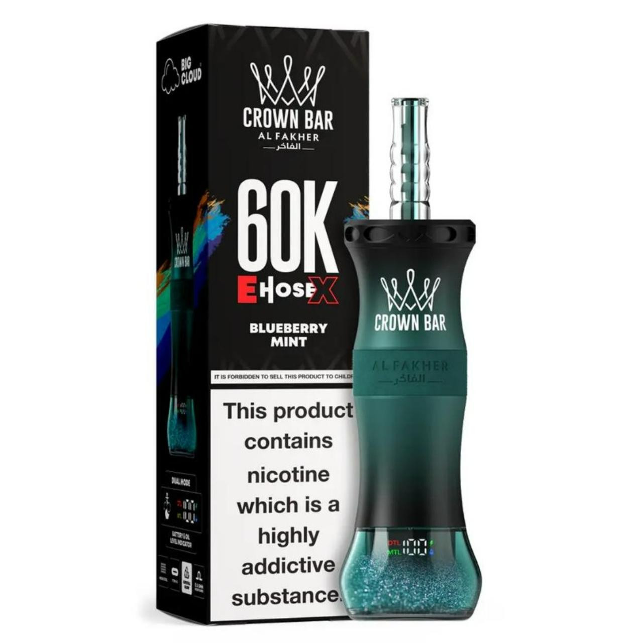 [Europe-DE01] Al Fakher Crown Bar Shisha Hookah E-Hose X 60K Kit 50ml