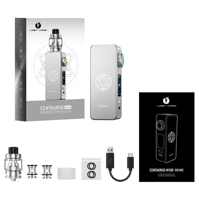 [Global-CN02] Lost Vape Centaurus M100 Box Mod Kit with Centaurus Sub Coo Tank Atomizer 4ml-CigBest