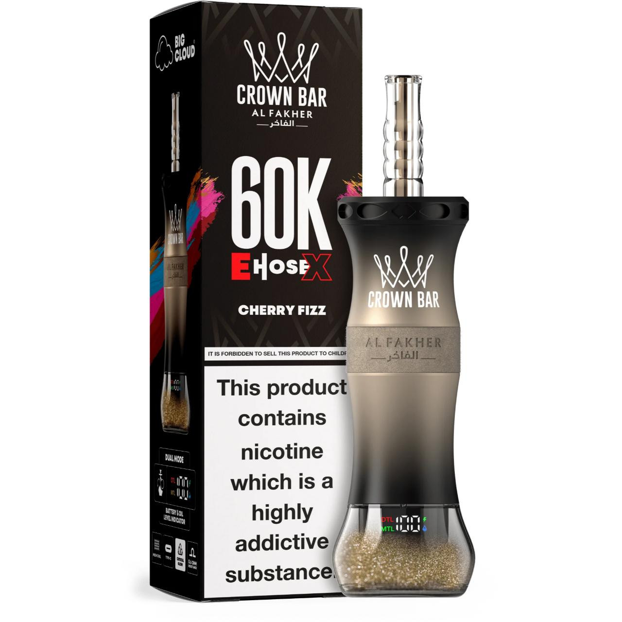 [Europe-DE01] Al Fakher Crown Bar Shisha Hookah E-Hose X 60K Kit 50ml