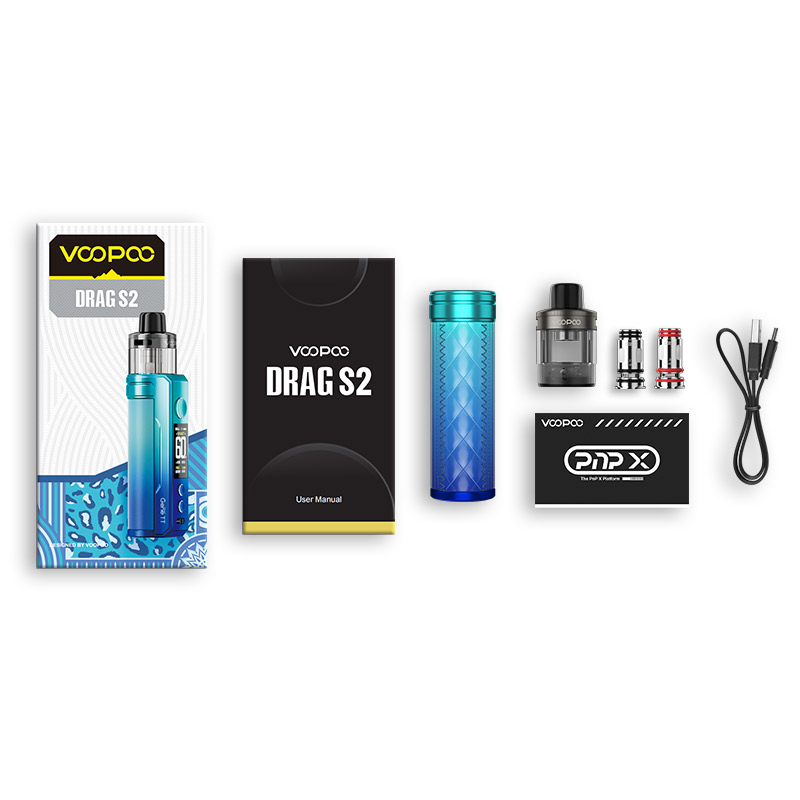 [Global-CN02] Voopoo Drag S2 60W Box Mod Kit with PnP X Cartridge DTL / MTL 2500mAh 5ml-CigBest