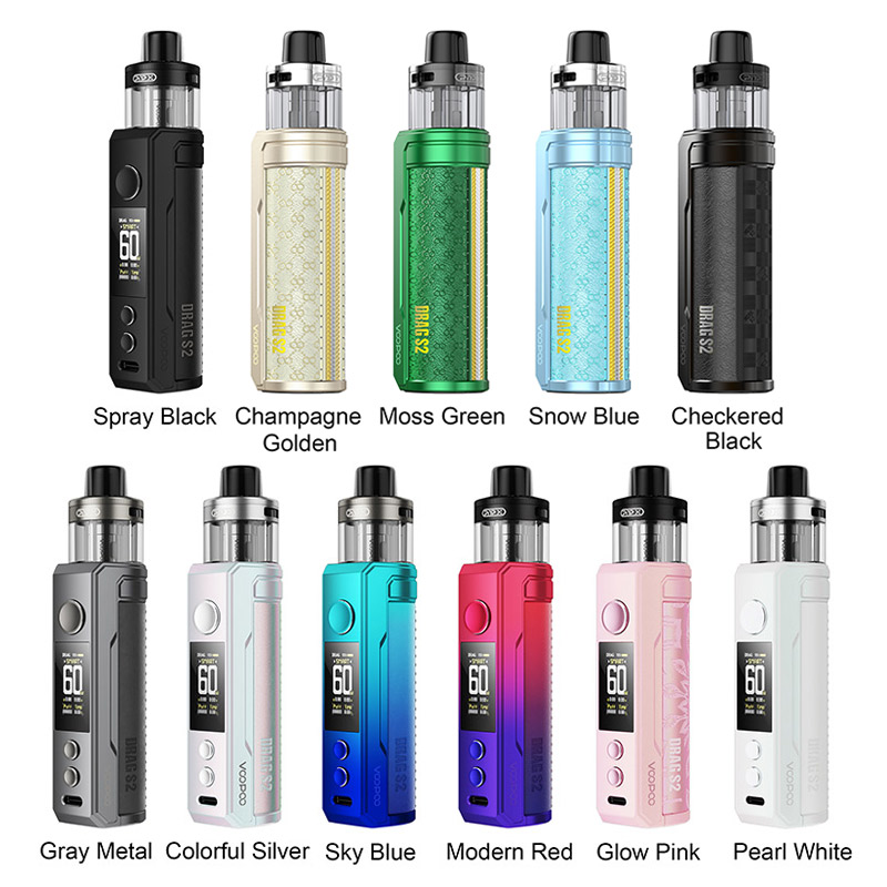 [Global-CN02] Voopoo Drag S2 60W Box Mod Kit with PnP X Cartridge DTL / MTL 2500mAh 5ml-CigBest