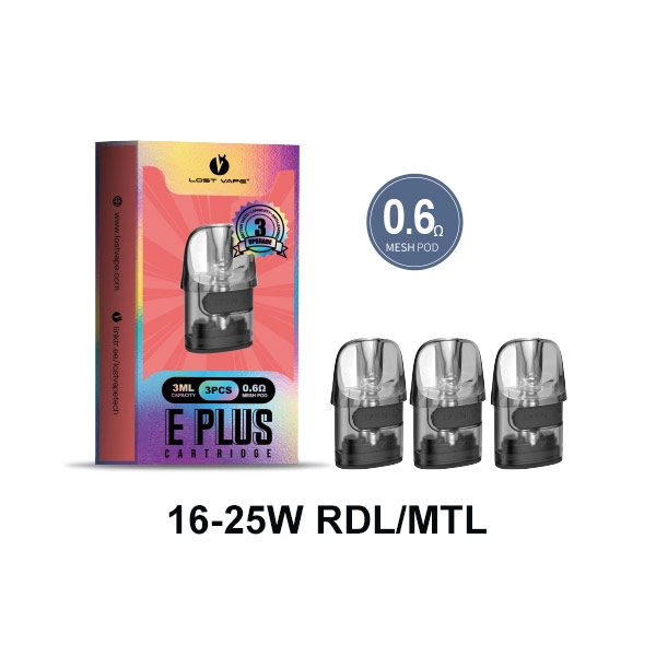 [Global-CN02] Lost Vape E-Plus Cartridge for Thelema Elite 40 Kit / Thelema Elite Art 40 Kit / Centaurus E40 Max Kit / Centaurus E40 Kit / Thelema Nano Kit /Centaurus E40 Ultra Kit (3pcs/pack)