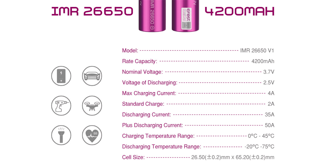 Efest IMR 26650 4200mAh 50A Battery