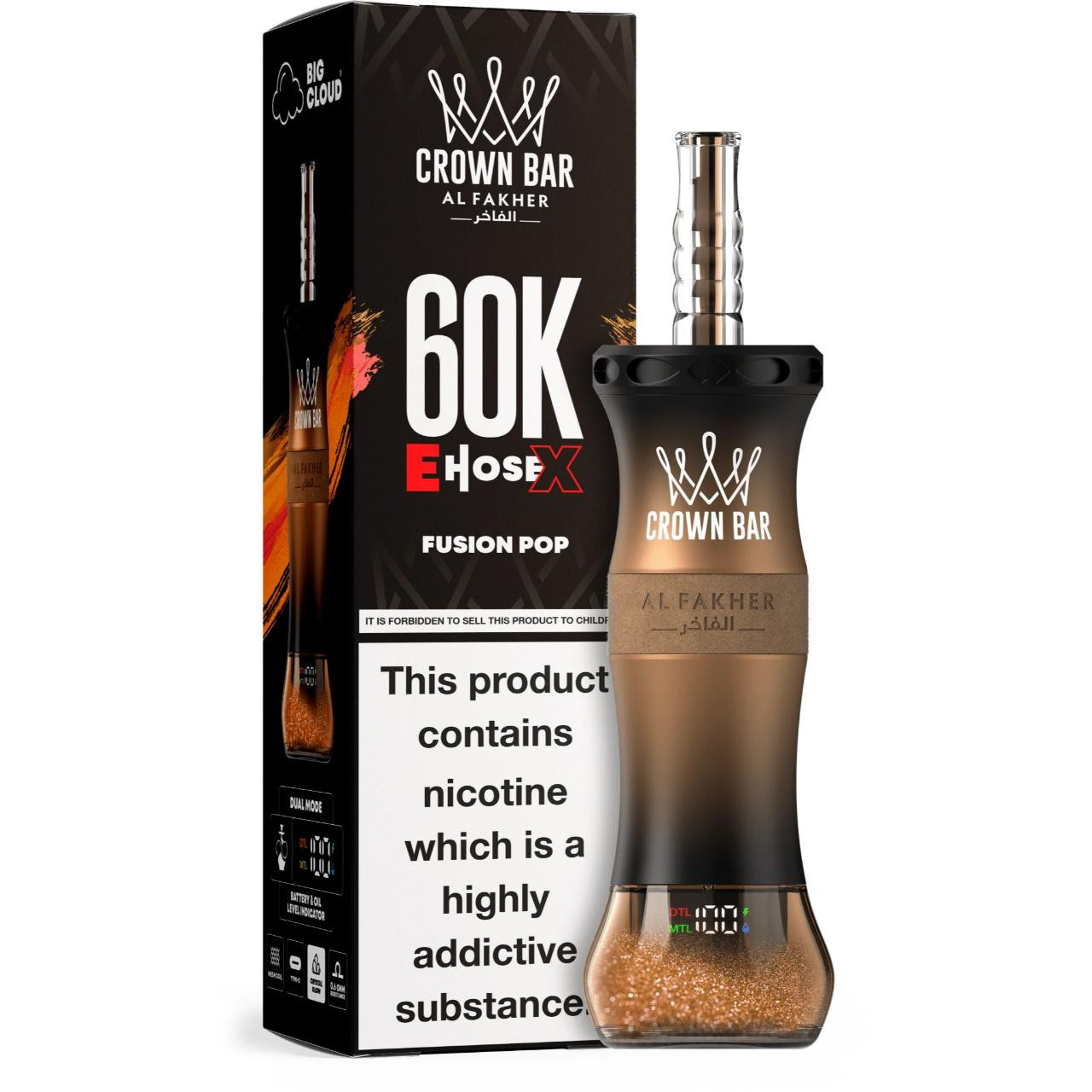 [Europe-DE01] Al Fakher Crown Bar Shisha Hookah E-Hose X 60K Kit 50ml