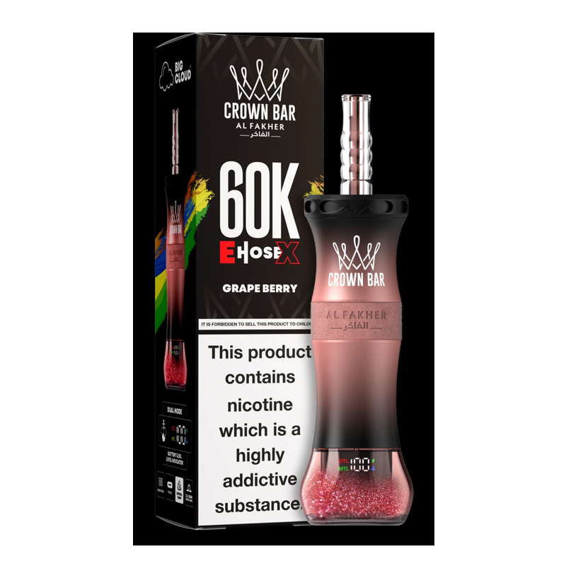 [Europe-DE01] Al Fakher Crown Bar Shisha Hookah E-Hose X 60K Kit 50ml