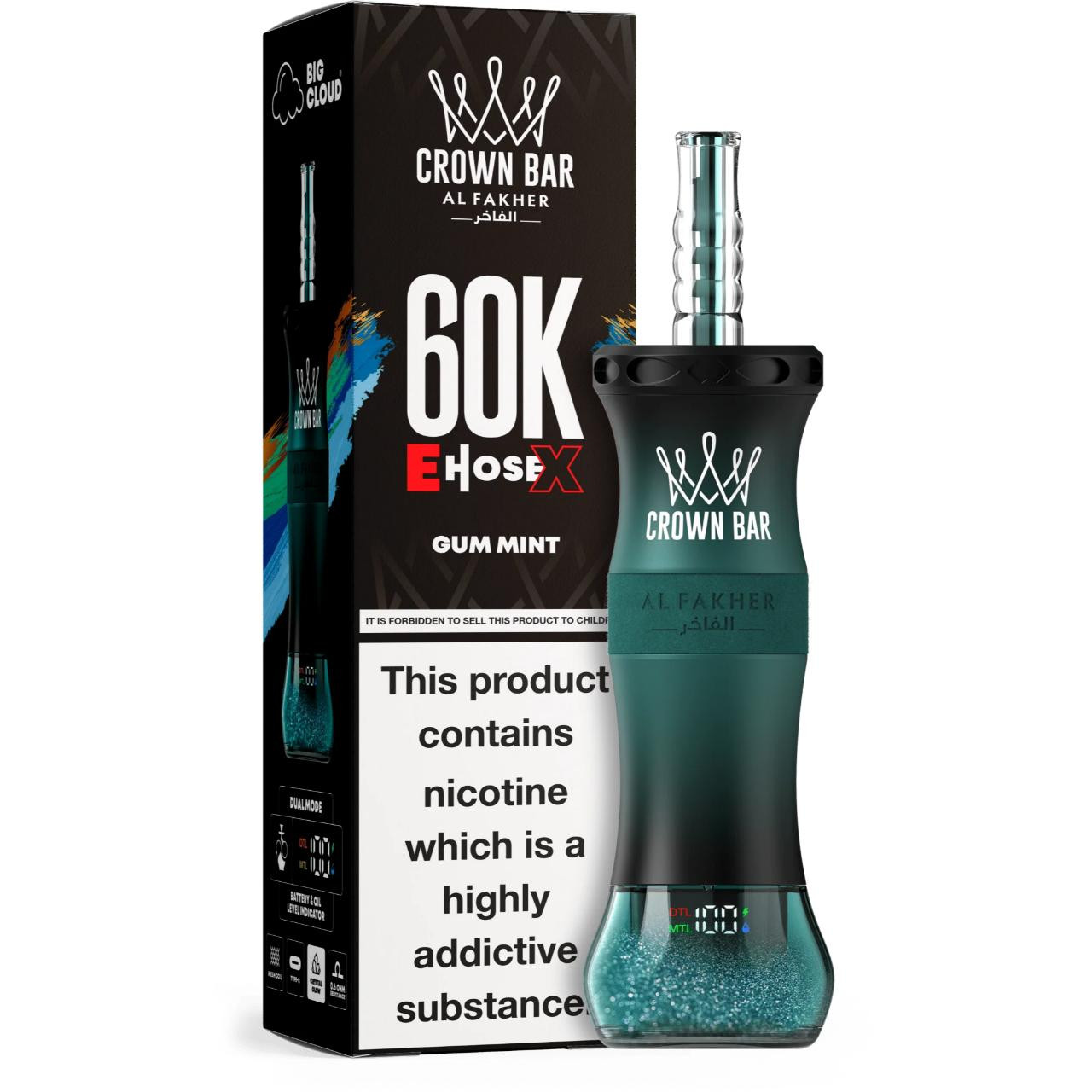 [Europe-DE01] Al Fakher Crown Bar Shisha Hookah E-Hose X 60K Kit 50ml
