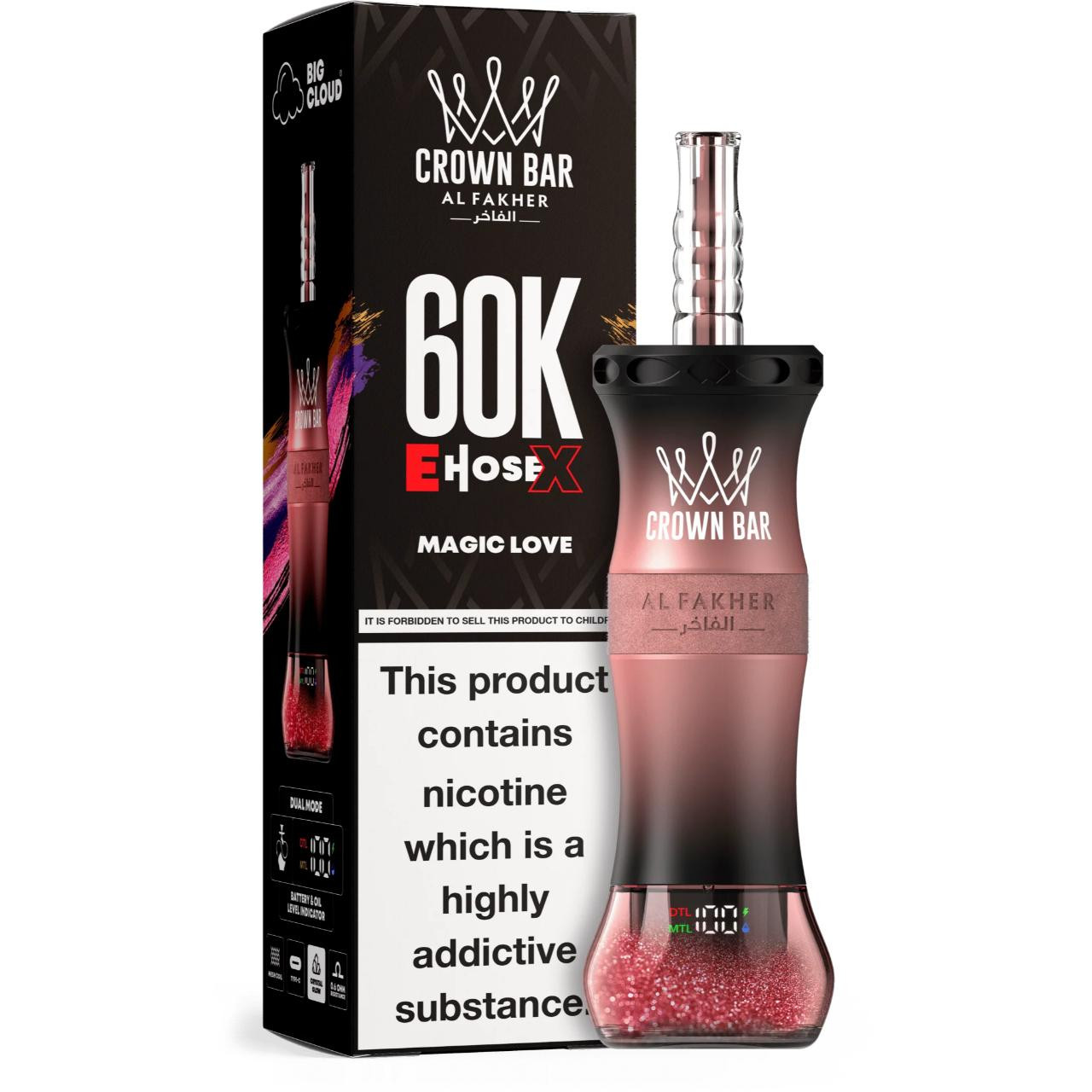 [Europe-DE01] Al Fakher Crown Bar Shisha Hookah E-Hose X 60K Kit 50ml