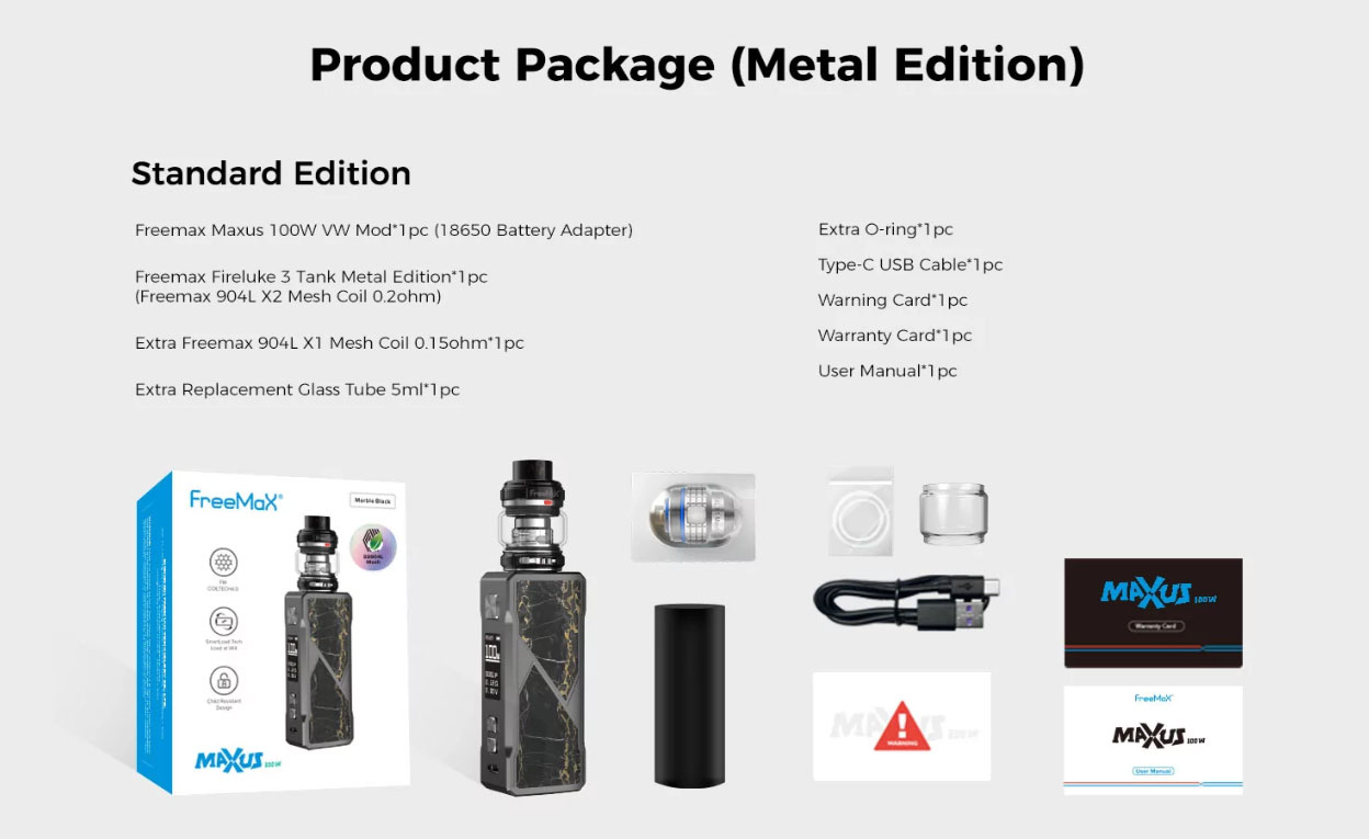 Freemax Maxus 100W Metall-Kit
