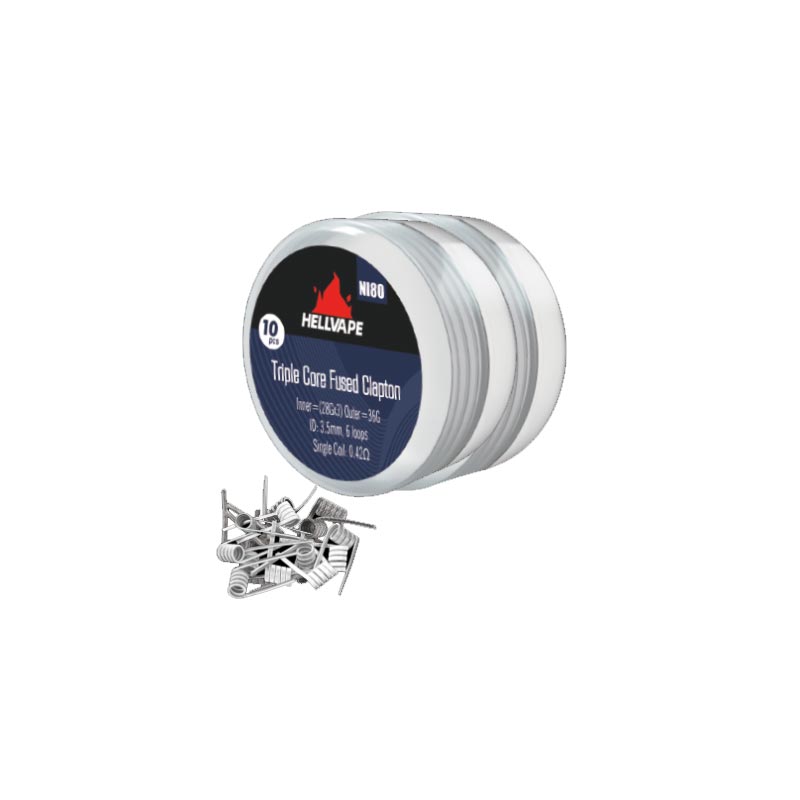 [Global-CN02] Hellvape Ni80 Triple Core Fused Clapton Prebuilt Wire 0.28Ga*3+36Ga (0.42ohm) (10Pcs/Pack)-CigBest