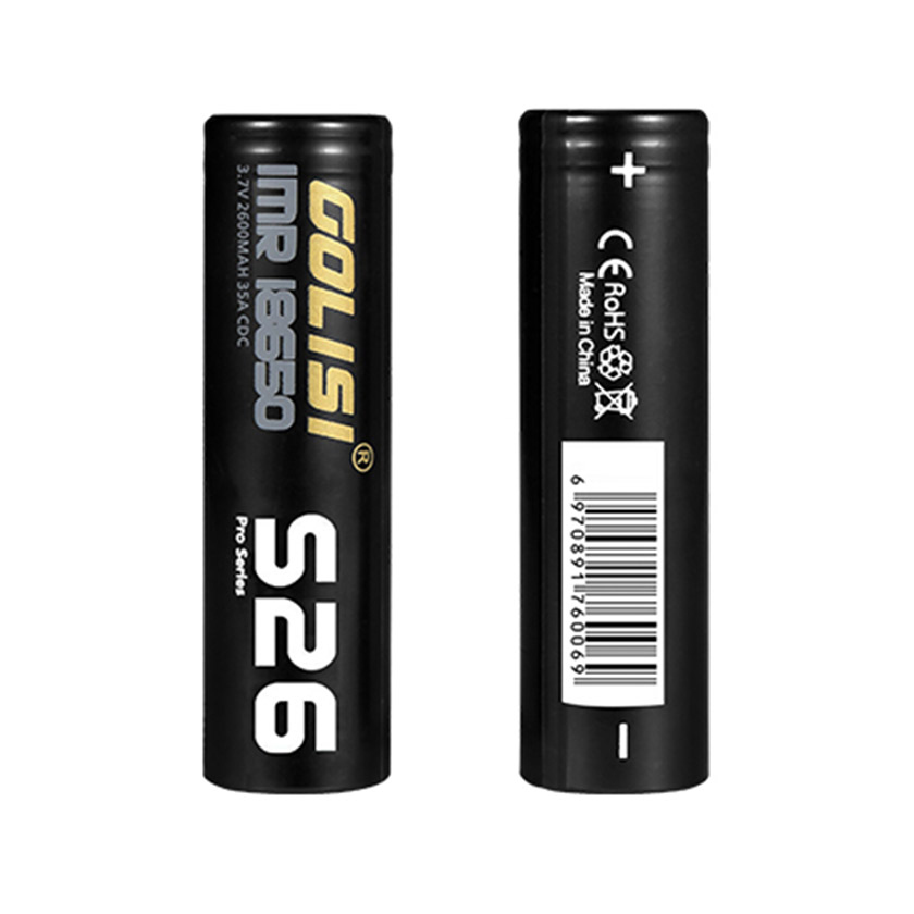 [Global-CN04] 2pcs Golisi S26 IMR 18650 2600mAh 35A Flat Top Li-ion Rechargeable Battery-CigBest