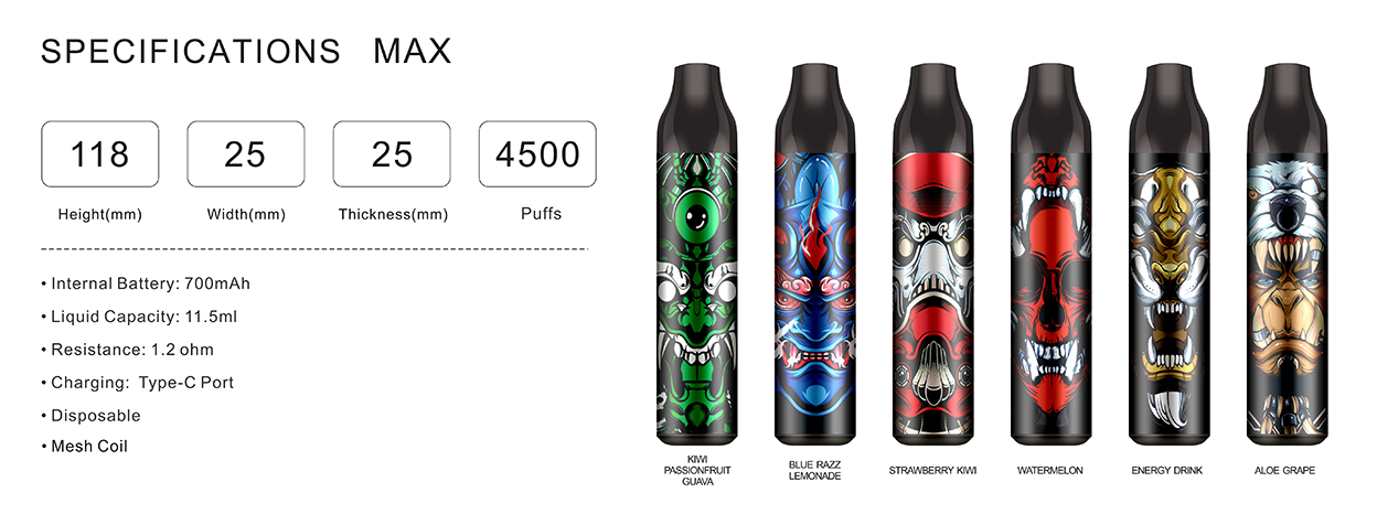 Drala Specifications Max 4500 Puffs Kit