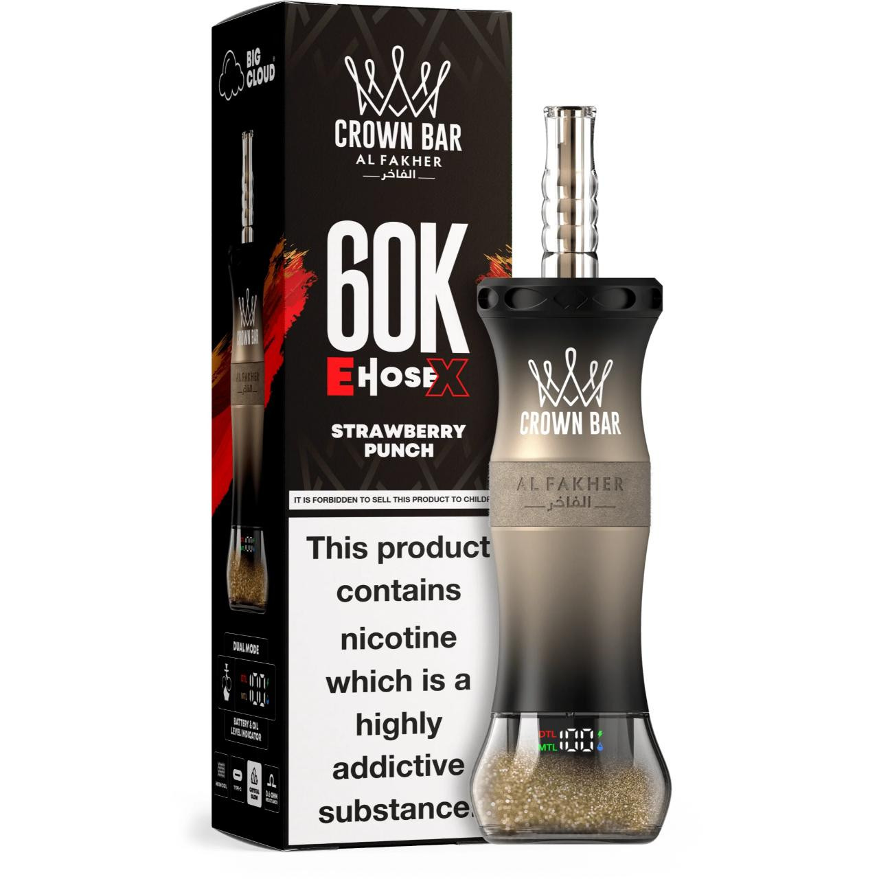 [Europe-DE01] Al Fakher Crown Bar Shisha Hookah E-Hose X 60K Kit 50ml