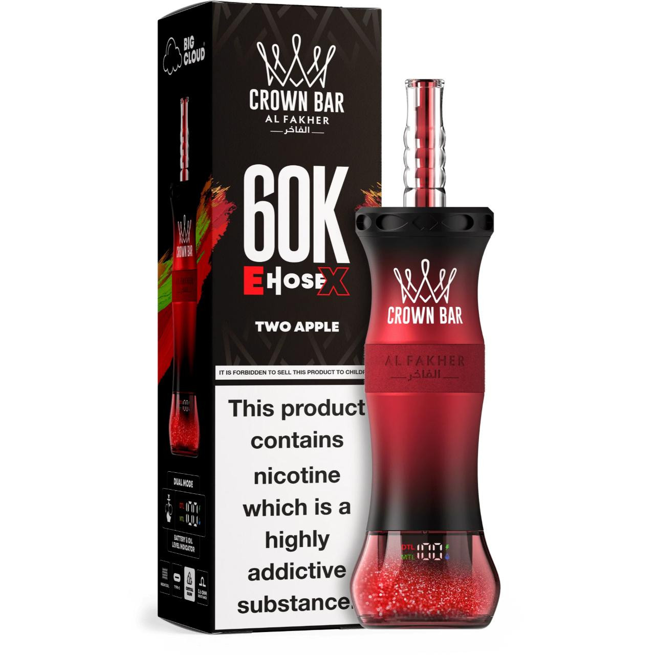 [Europe-DE01] Al Fakher Crown Bar Shisha Hookah E-Hose X 60K Kit 50ml