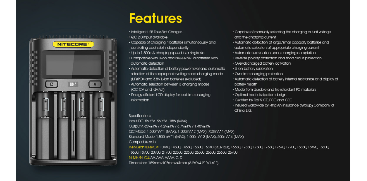 Nitecore UM4 USB-Ladegerät