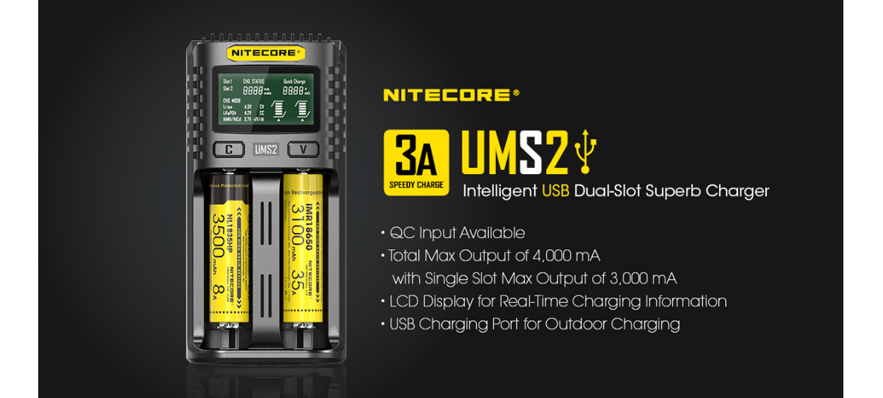 Nitecore UMS2 USB-Ladegerät
