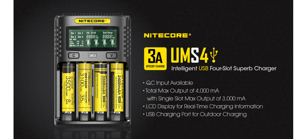 Nitecore UMS4 USB-Ladegerät