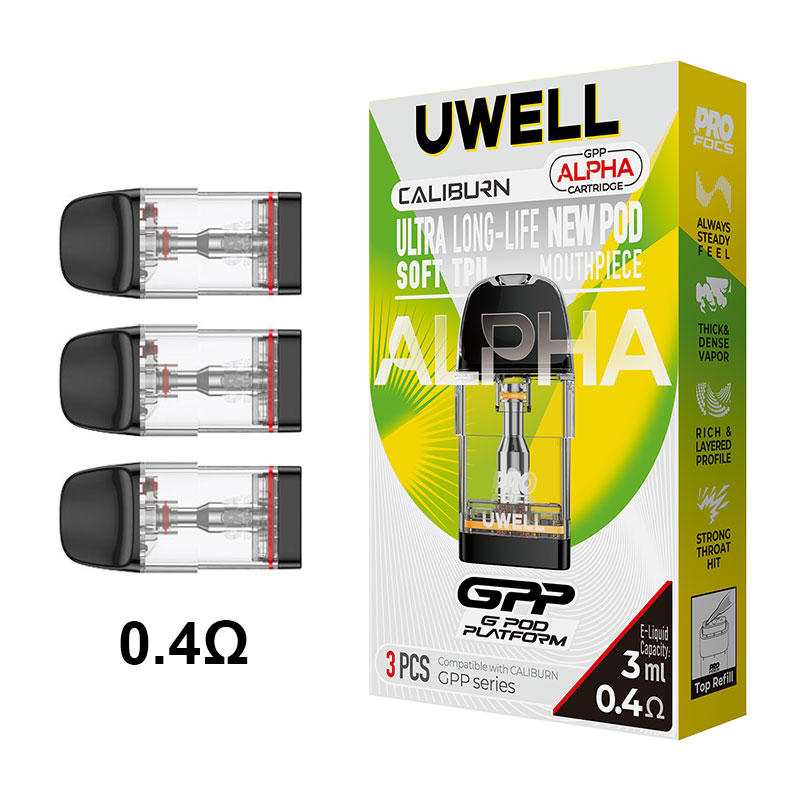 Uwell Caliburn GPP Alpha Cartridge for Caliburn G5/G5 Koko/G5 Lite /G5 Lite SE/G5 Lite Koko, Caliburn G4/G4 Mini/G4 Pro/G4 Pro Koko, Caliburn G3/GK3/GK3 ECO/GK3 TENET/G3 Lite/G3 Lite KoKo/G3 Pro/G3 Pr