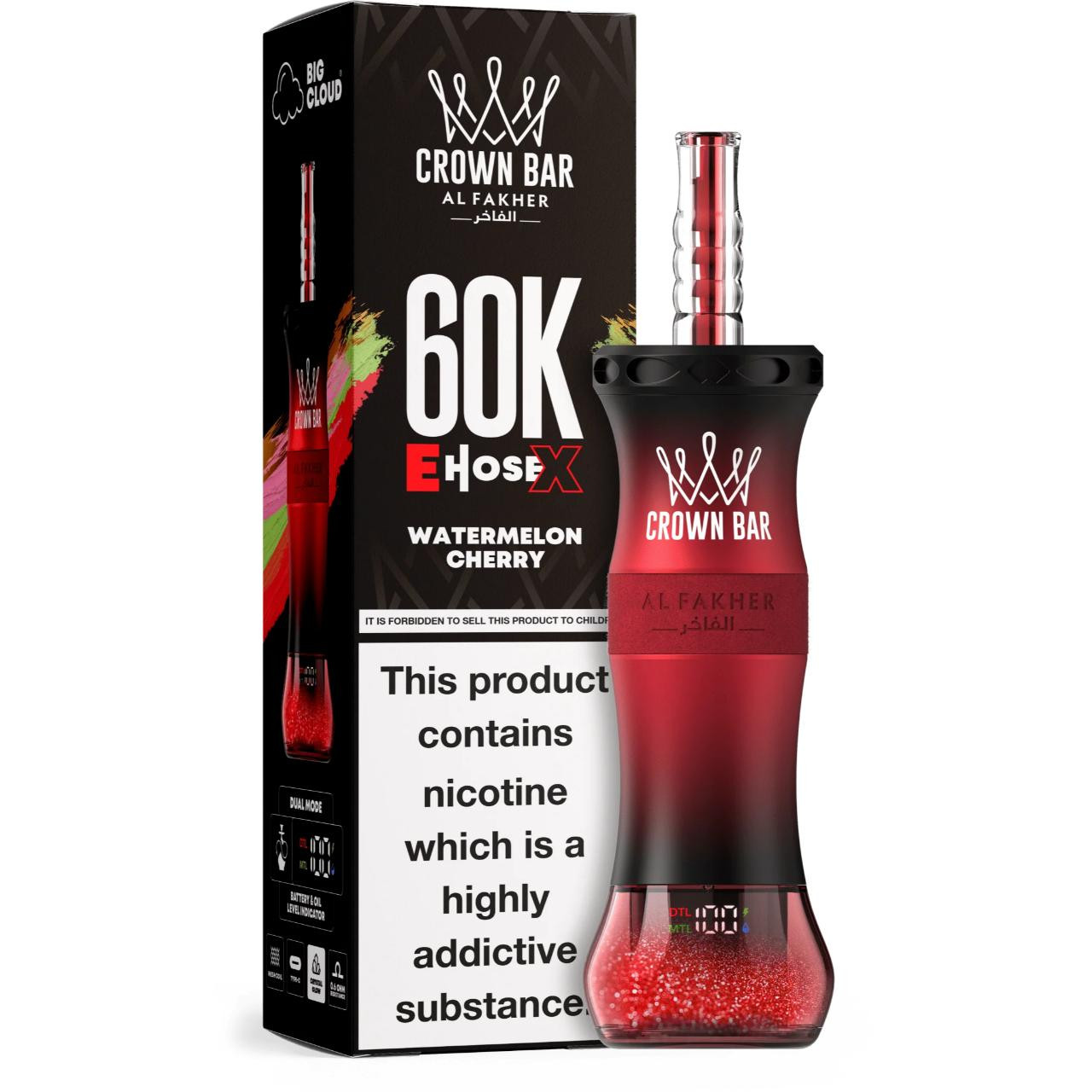 [Europe-DE01] Al Fakher Crown Bar Shisha Hookah E-Hose X 60K Kit 50ml