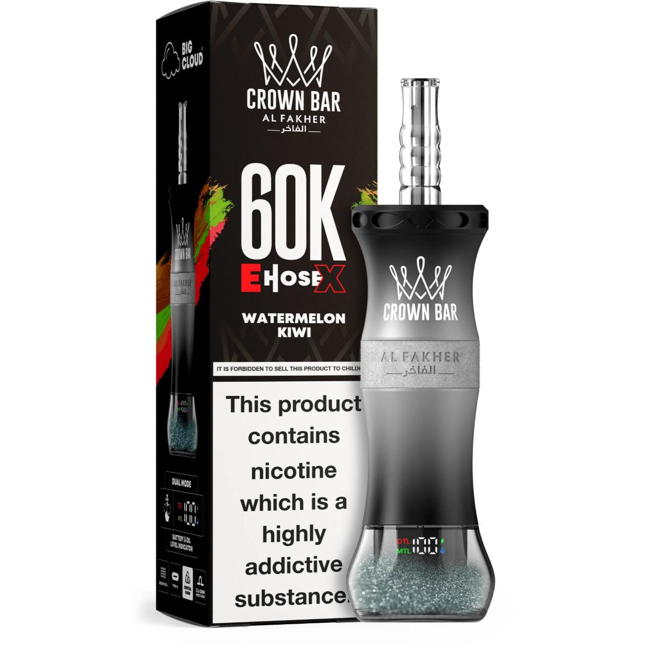 [Europe-DE01] Al Fakher Crown Bar Shisha Hookah E-Hose X 60K Kit 50ml