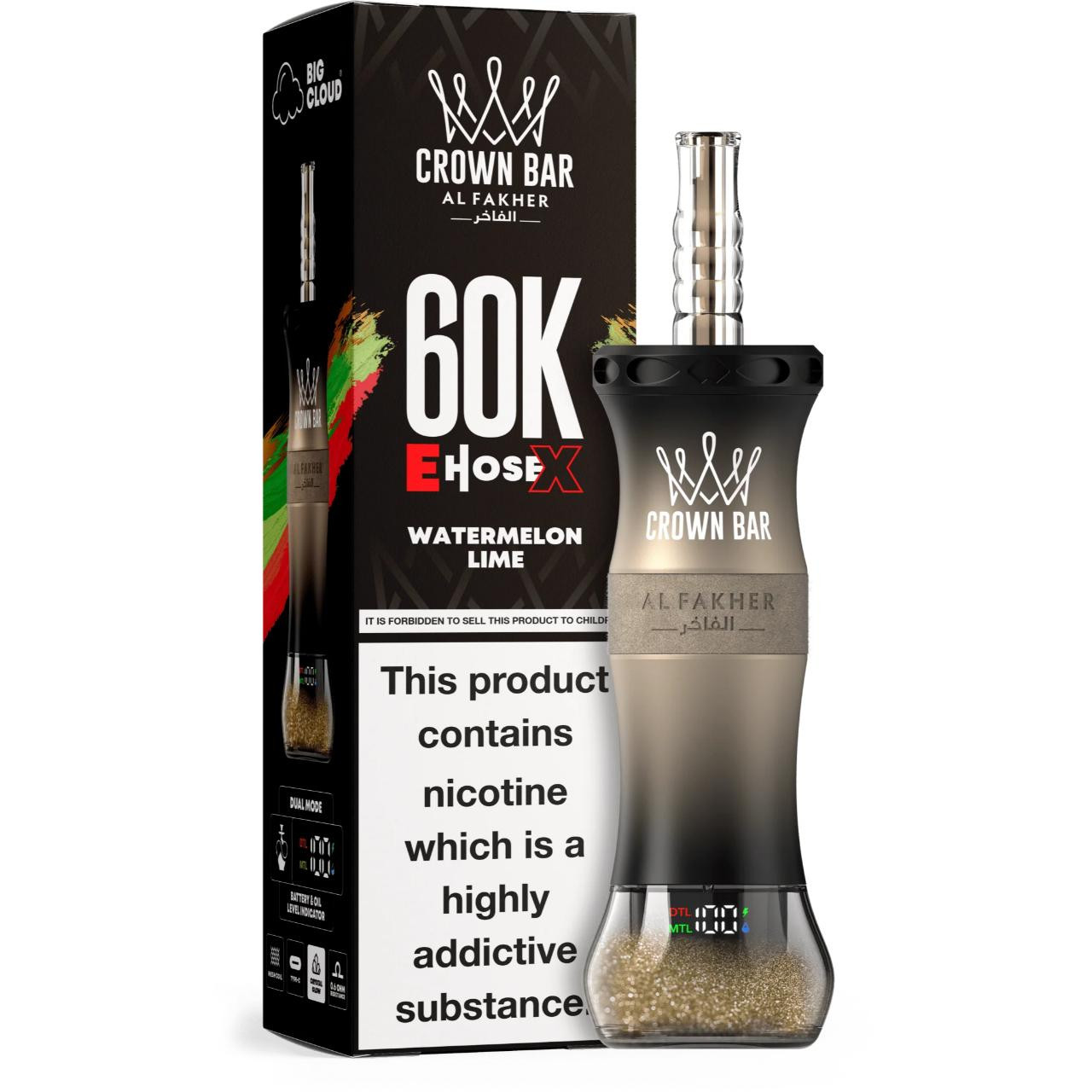 [Europe-DE01] Al Fakher Crown Bar Shisha Hookah E-Hose X 60K Kit 50ml