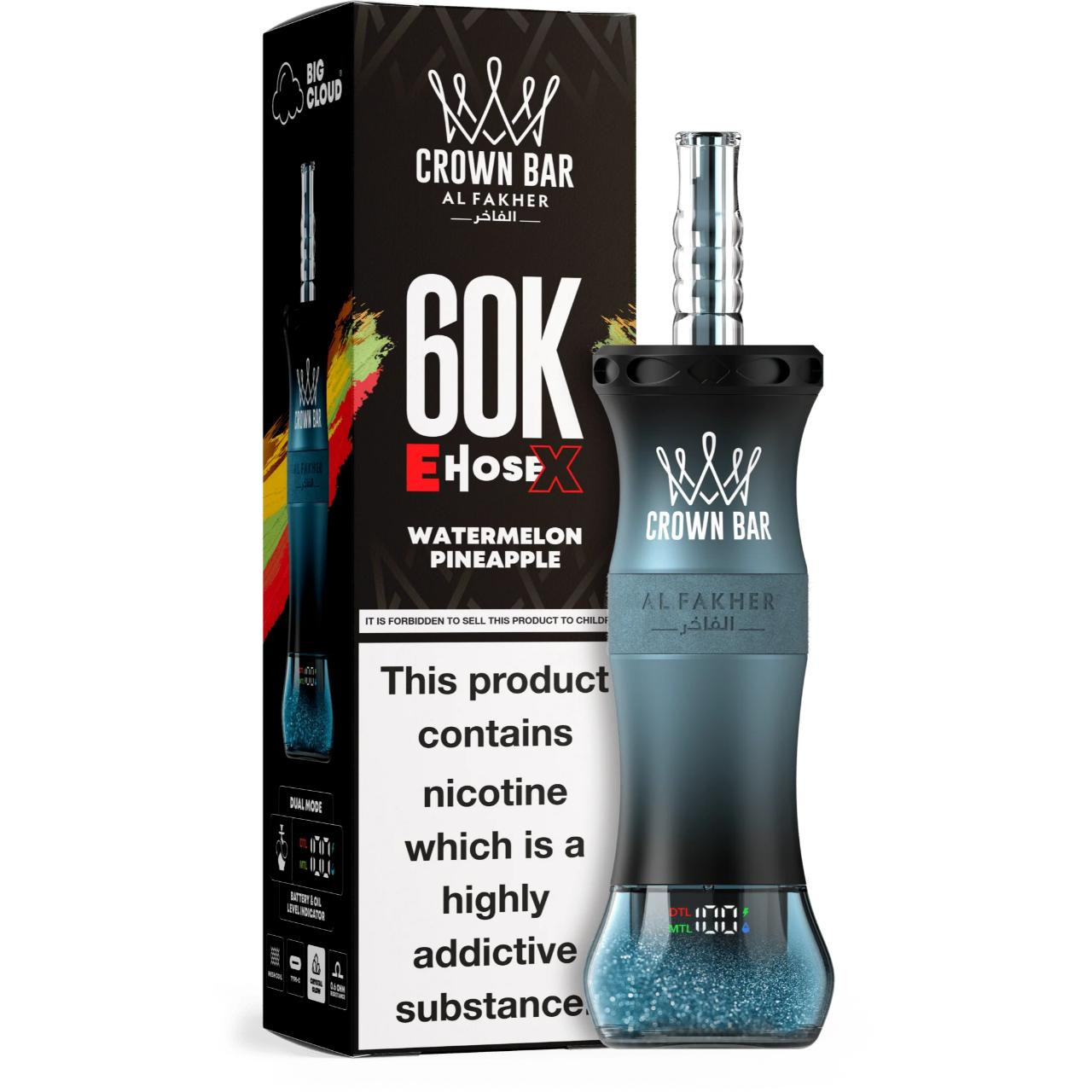 [Europe-DE01] Al Fakher Crown Bar Shisha Hookah E-Hose X 60K Kit 50ml