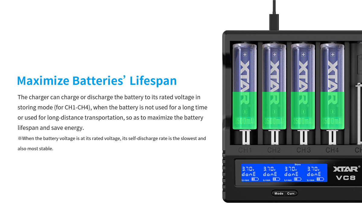 XTAR VC8 USB-Ladegerät