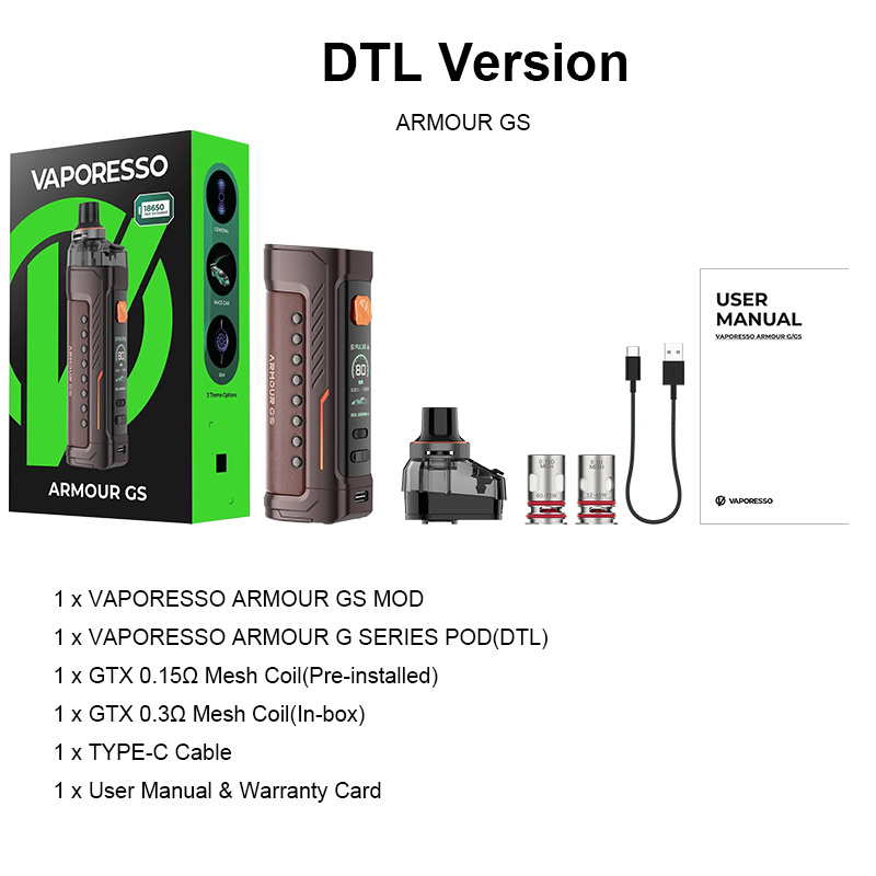 [Global-CN02] Vaporesso Armour GS Pod Mod 80W Kit 5ml