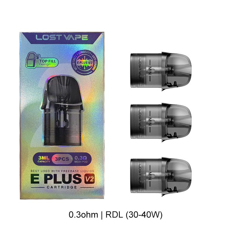 Lost Vape E-Plus V2 Cartridge for Thelema Elite 40/Elite Art 40,Centaurus E40 /E40 Max Kit /E40 Ultra Kit,Thelema Nano, Thelema Aura S Kit (3pcs/pack)