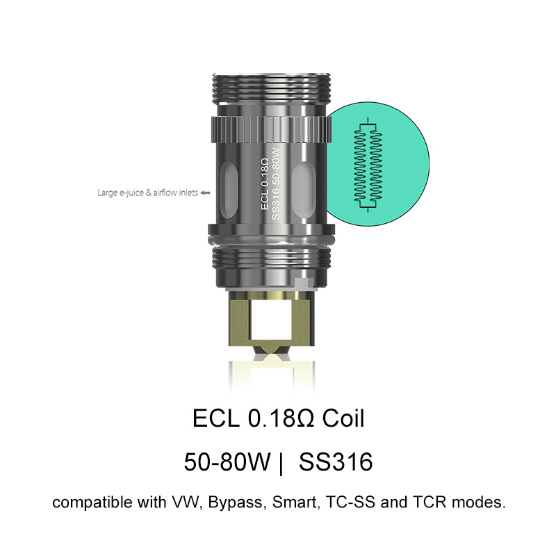 [Global-CN02] Eleaf EC Series Coil Heads for Eleaf iJust S/ iJust 2/ 2 Mini/ iJust ECM Tank, Melo/ Melo 2/ Melo 3/ Melo 3 Mini/ Melo 3 Nano/ Melo 4/ Melo 5/ Melo 6 Tank, Lemo 3, Atlantis & Atlantis 2 