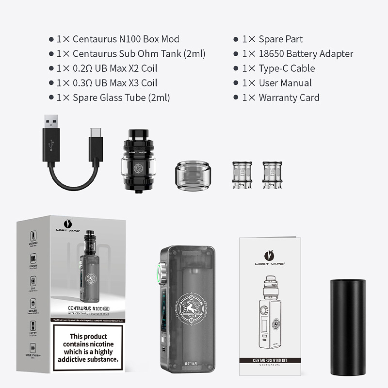 [Global-CN02] Lost Vape Centaurus N100 Mod Kit with Centaurus Sub Ohm Tank 5ml-CigBest