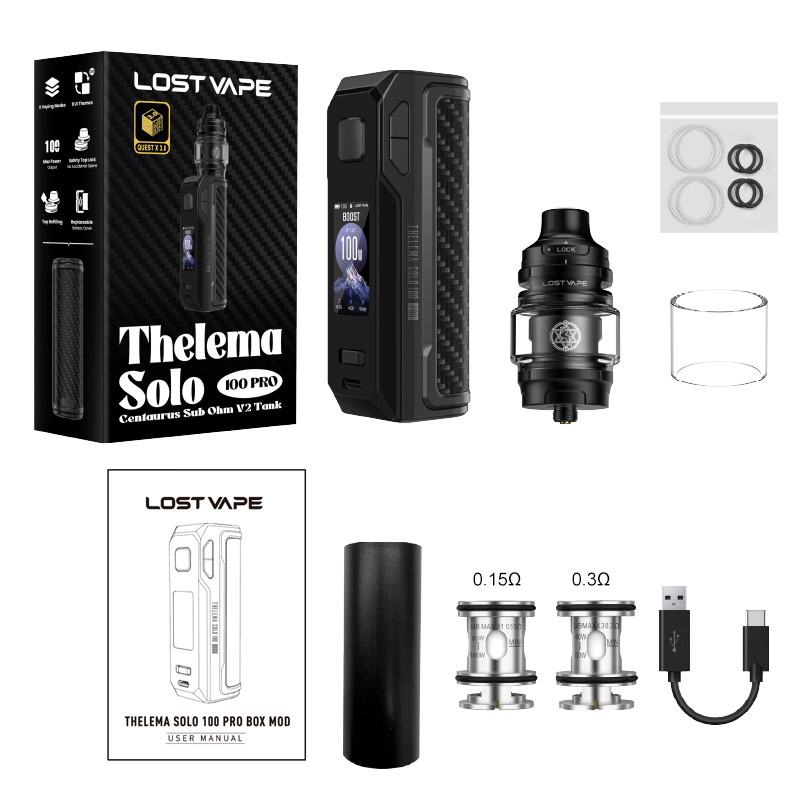 Lost Vape Thelema Solo 100 Pro Mod Kit with Centaurus Sub Ohm V2 Tank 5ml