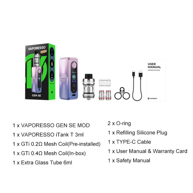 [Global-CN02] Vaporesso GEN SE Mod Kit With iTank T Atomizer 3ml-CigBest